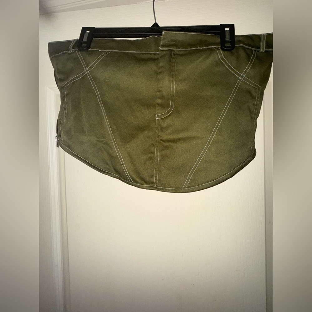 PrettyLittleThing Olive Green Utility Set | Size 14 | Corset Top & Pants